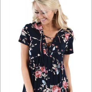 Tops - Black Floral Blouse Tops - Black Floral Blouse